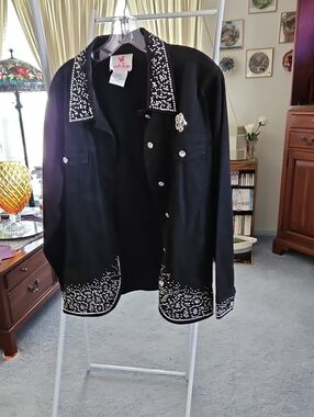 Quacker Factory Black Embellished Outerwear Jacket